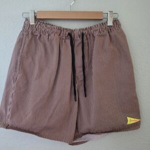 Men's Striped Flat Front Shorts - Black and White